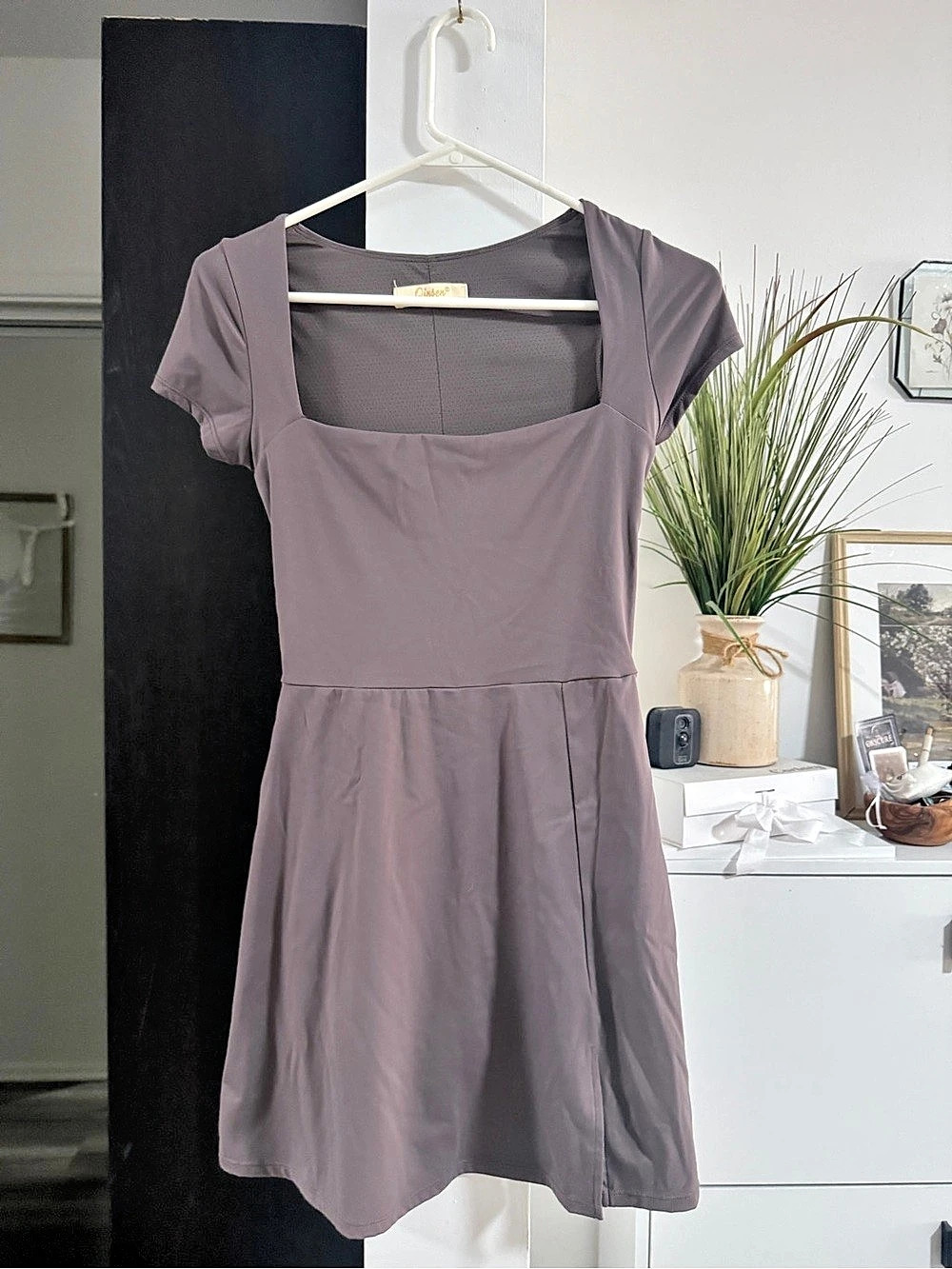 Qinsen Purple Mini Dress with hidden short